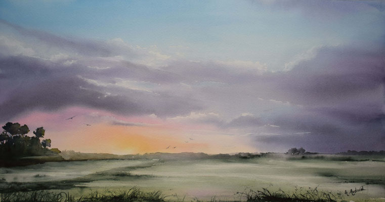 Un soir, dans le Médoc  77cm 48cm  avec encadrement 580€