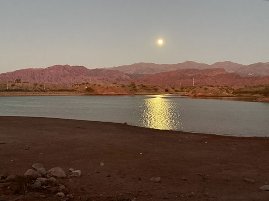 Der Vollmond steht am Morgenhimmel...hell wird es im Moment erst gegen 8 Uhr