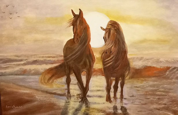 PASSEGGIATA AL TRAMONTO/2023 olio-acrilico su tela Non più disponibile40x60