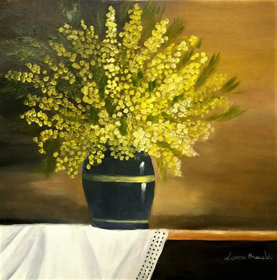 IL VASO DI MIMOSE/2017  OLIO SU TELA  40x40 non più disponibile