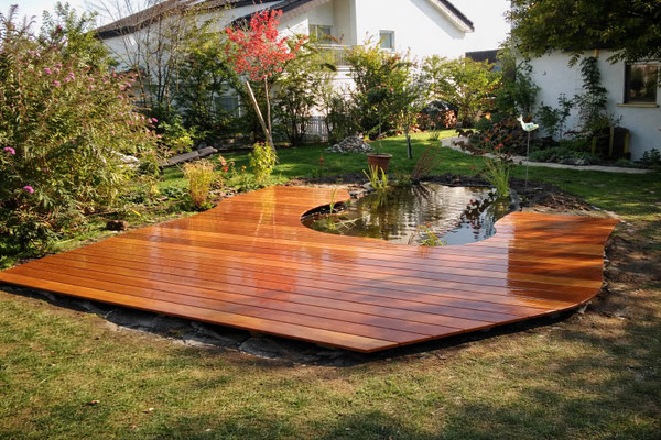 Terrasse, Teichdeck, Pooldeck, Bangkirai, Teich
