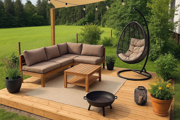 Terrasse, Sitzplatz Garten, Lounge, Grillplatz, Sonnensegel