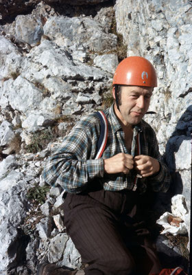 Unvergessen: Franz Horich, DER Erschließer des Grazer Berglandes - hier in der Stangenwand SO-Verschneidung. Franz stürzte im Herbst 2014 in "seinem" Grazer Bergland tödlich ab.