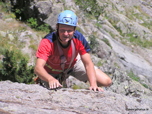 Jim klettert in Ailefroide