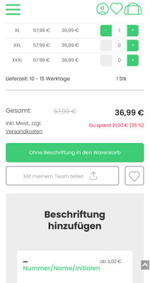 Erst Größe auswählen