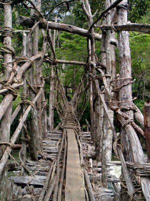 Hängebrücke aus Naturfasern gefertigt