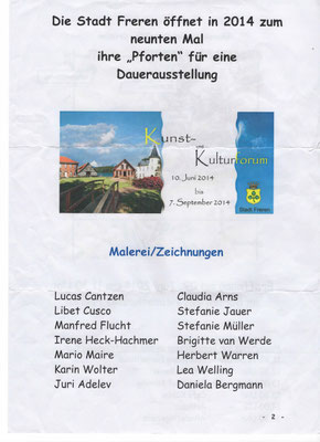 Flyer Ausstellung, Kunst im ländlichen Raum, Freren Juni 2014