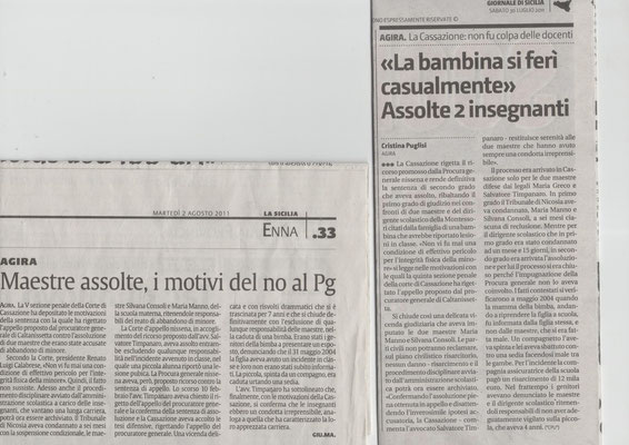 LA SICILIA - Venerdì 15 luglio 2011 - GIORNALE DI SICILIA - Sabato 16 luglio 2011 - ALPINO TORNA LIBERO - CONCESSA SCARCERAZIONE AL MILITARE