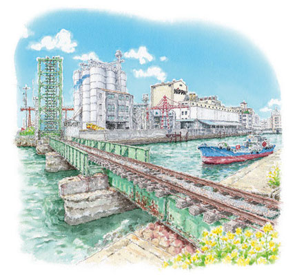 イラスト：名古屋「名古屋港跳上（はねあげ）橋」