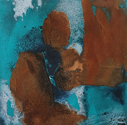 30 x 30 cm, Acryl, Rost, Bitumen auf Leinwand