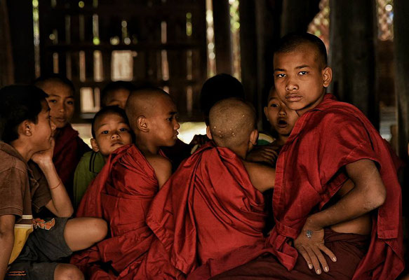 Young buddhist novice monks