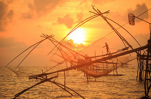 Stilted fishing platforms