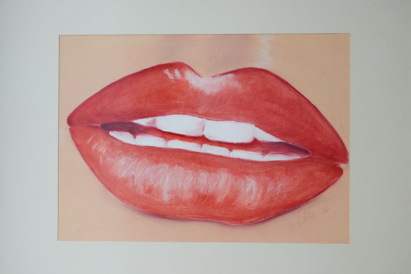 Lippe  |  50x70  | Kreide auf Papier (mitRahmen)  |  2000