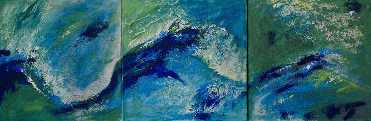 Thunersee  | 50x150  (insgesamt. 3 Bilder) |   Acryl und Pigmente auf Leinwand  |  2014