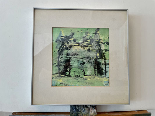 Wasserschloss an der Loire 1  |  30x30 (mit Rahmen) |  Gouache auf Papier