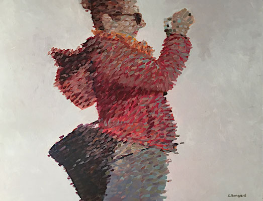 Vertieft in Stonehenge, Öl auf Leinwand, 100 x 80 cm, 2019