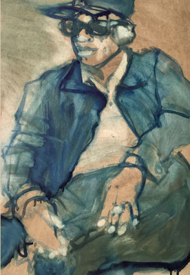 Braun und blau, Öl auf Papier, 42 x 59.5 cm, 2006