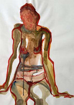 Versunken,  Öl auf Papier, 42 x 59.5 cm, 2006