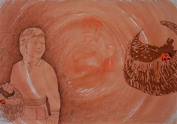 PEZ 1, Mischtechnik auf Papier, 43 x 60 cm, 2018