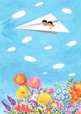 作品no.9 【サイズ】380ミリ×270ミリ　【使用画材】アクリル絵の具、TMKポスター紙　【価格】55,000円（税込／額付）