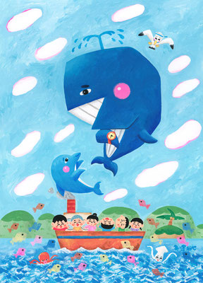 作品no.2 【サイズ】380ミリ×270ミリ　【使用画材】アクリル絵の具、TMKポスター紙　【価格】55,000円（税込／額付）