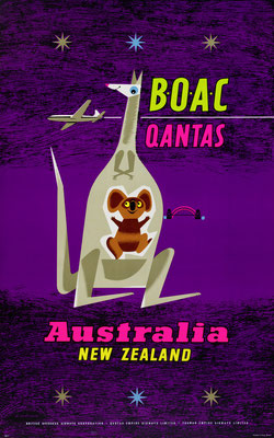 Maurice Laban – BOAC / Qantas - Australia / New Zealand - Vintage Modernism Poster