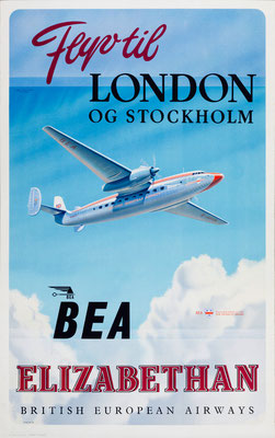 BEA - Flyv til London og Stockholm Elizabethan - Roy Nockolds - 1952