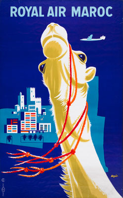 Modernism - Royal Air Maroc - Aeguin - vintage airline poster