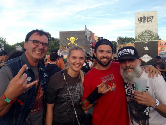 With our son Lukas, his girlfriend Caro and Arno (Black Bomb A), Hellfest 2018