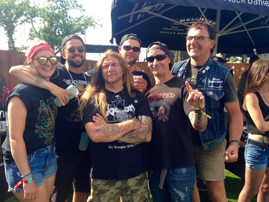 With Caro, Lukas, and Hervé, Jacou, Sam (Black Bomb A), Hellfest 2018