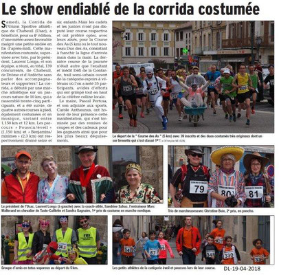 Dauphiné Libéré du 19-04-2018-La corrida de l'USAC-Chabeuil 