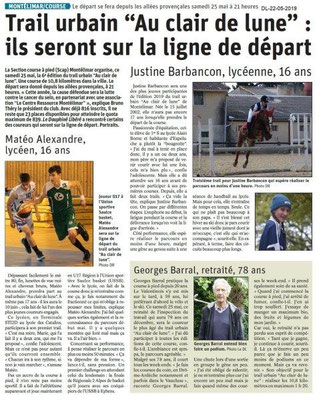 Le Dauphiné Libéré du 22-05-2019- Trail urbain de Montélimar