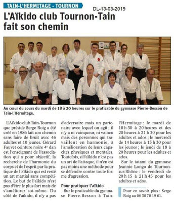 Le Dauphiné Libéré du 13-03-2019- Aikido Tain-Tournon