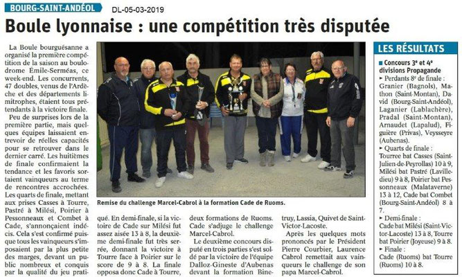 Le Dauphiné Libéré du 05-03-2019- La boule bourguesanne