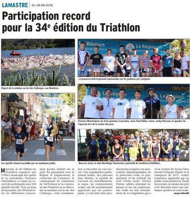 Dauphiné Libéré du 18-08-2018- Triathlon de Lamastre