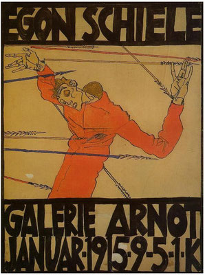 "Hl.Sebastian" Egon Schiele Ausstellungsplakat , Galerie Arnot 1915