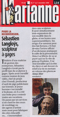 Article, sculpteur Sébastien Langloÿs