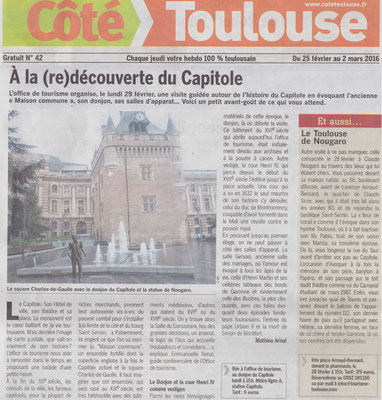 Article Côté Toulouse, statue Claude Nougaro, sculpteur Langloÿs 