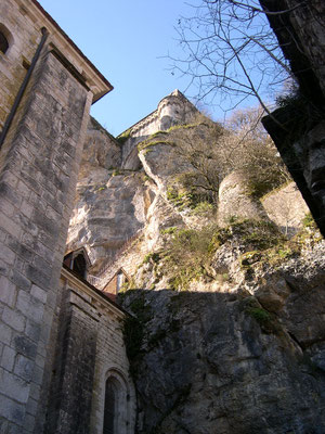 Un escalier caché dans le rocher de Rocamadour
