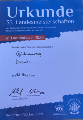 Urkunde für Dresden