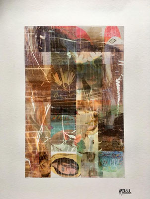 Holidays, collage sur papier A3, 300g-2018-90€. (10)