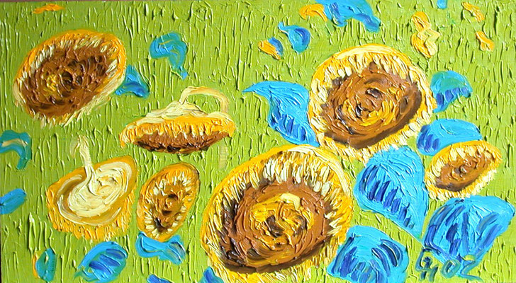 Sonnenblumen 1, Hartpappe  60 * 33 cm