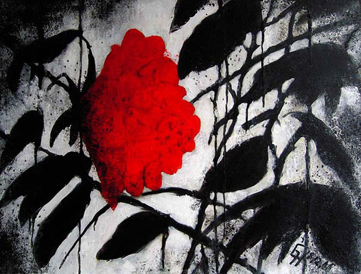 Rote Blume im schwarz-weiß, Leinwand, 80 * 60 cm