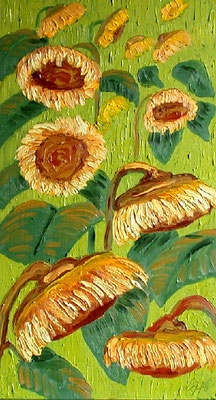Sonnenblumen 2 , Hartpappe  33 * 60 cm