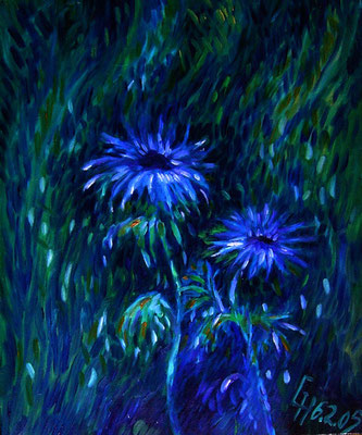 Blumen blau, Leinwand  50 * 60 cm