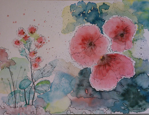 Malven, 8-15, Aquarell, 30x40cm