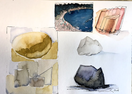 Gestein Gedanken, 3-16, Aquarell, 30x40cm