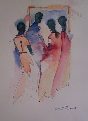 Treffen im Raum, 6-15, Aquarell, 30x40cm