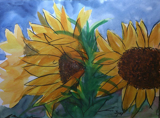 Sonnenblumen, 9-17, Aquarell, 30x40cm