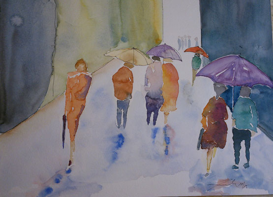 Stadtleben, 11-15, Aquarell,30x40cm